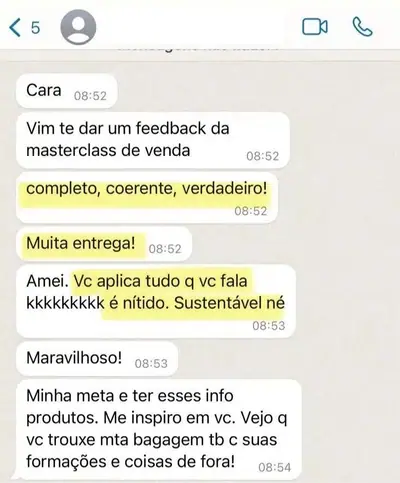 Aluna: completo, coerente, verdadeiro! Muita entrega!